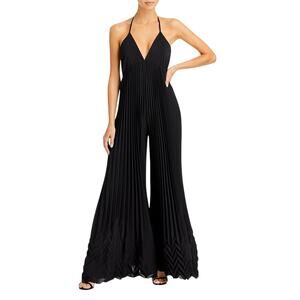 Alice + Olivia Pleated Black Adalyn Jumpsuit Size 4